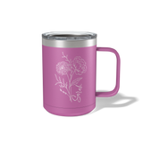 Personalized Birth Flower Travel Coffee Camp Mug