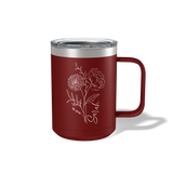 Personalized Birth Flower Travel Coffee Camp Mug
