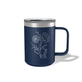 Personalized Birth Flower Travel Coffee Camp Mug
