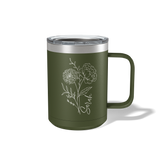 Personalized Birth Flower Travel Coffee Camp Mug