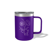 Personalized Birth Flower Travel Coffee Camp Mug