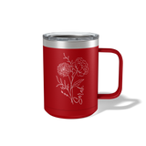 Personalized Birth Flower Travel Coffee Camp Mug