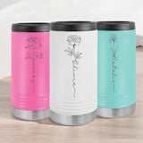 Personalized Birth Flower Skinny Can Cooler