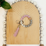 Lavender Silicone Beaded Wristlet Keychain