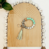 Teal Silicone Beaded Wristlet Keychain