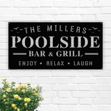 Custom Name Poolside Bar and Grill Metal Sign