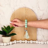 Teal Silicone Beaded Wristlet Keychain
