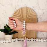 Lavender Silicone Beaded Wristlet Keychain