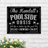 Personalized Family Poolside Oasis Sign