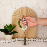 Olive Silicone Beaded Wristlet Keychain