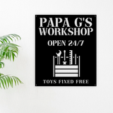 Workshop Open 24/7 Metal Sign