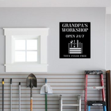 Workshop Open 24/7 Metal Sign