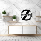 Modern Monogram Metal Sign with Family Name