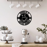 Coffee Bar Metal Sign with Name and Established Date