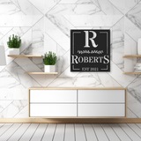 Family Name Initial Metal Sign with Established Date