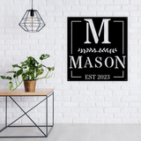 Family Name Initial Metal Sign with Established Date