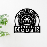 Pool House Family Name Metal Sign