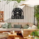 Pool House Family Name Metal Sign