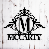 Initial Monogram Family Name Metal Sign