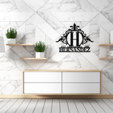 Initial Monogram Family Name Metal Sign