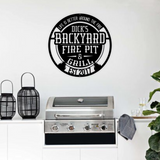 Backyard Firepit & Grill Metal Sign