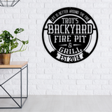 Backyard Firepit & Grill Metal Sign