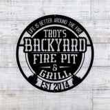 Backyard Firepit & Grill Metal Sign
