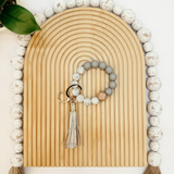 Marble Silicone Beaded Wristlet Keychain