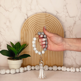 Marble Silicone Beaded Wristlet Keychain