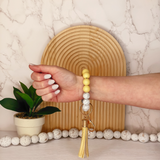 Yellow Silicone Beaded Wristlet Keychain