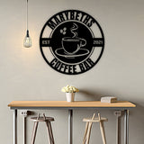 Coffee Bar Metal Sign with Name and Established Date