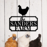 Chicken Coop Metal Sign with Personalized Name