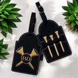 Personalized Leather Golf Bag Tag with Tees