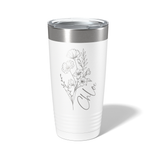 Birth Flower with Name 20 OZ Tumbler with Slider Lid