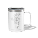 Personalized Birth Flower Travel Coffee Camp Mug