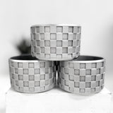 Silver Checkered Metallic Silicone Protective Boot for Tumbler