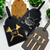 Personalized Leather Golf Bag Tag with Tees