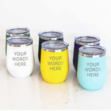 Custom Laser Engraved 12 OZ Stainless Steel Stemless Wine Tumbler with Lid