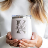 Custom Laser Engraved 12 OZ Stainless Steel Stemless Wine Tumbler with Lid