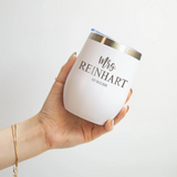 Custom Laser Engraved 12 OZ Stainless Steel Stemless Wine Tumbler with Lid