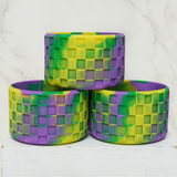 Mardi Gras Checkered Silicone Protective Boot for Tumbler