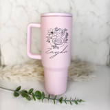 Modern Personalized 40oz Tumbler with Handle & Straw