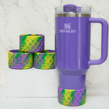 Mardi Gras Checkered Silicone Protective Boot for Tumbler