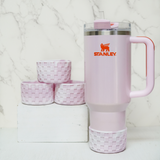 Rose Petal Pink Checkered Silicone Protective Boot for Tumbler