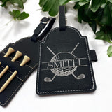 Personalized Leather Golf Bag Tag with Tees