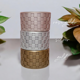 Silver Checkered Metallic Silicone Protective Boot for Tumbler