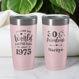 50 & Fabulous Birthday 20 OZ Tumbler with Slider Lid