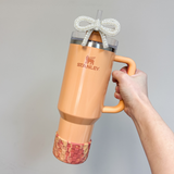 Diamond Pearl Bow Straw Topper for Tumbler