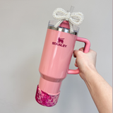 Winterberry Shimmer Pink Checkered Silicone Protective Boot for Tumbler