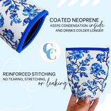 Blue Chinoiserie Insulated Drink Sleeve Coffee Coozie